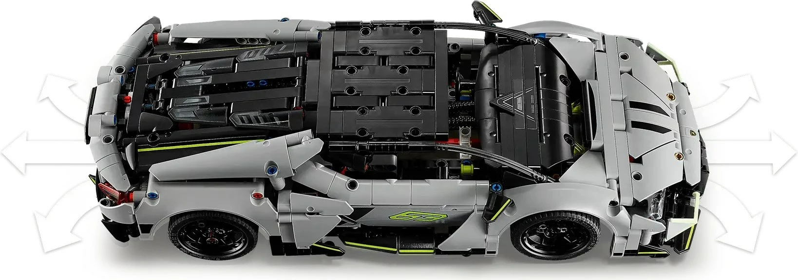 Model Lego Technic Lamborghini Revuelto 42214, 1135 kosov, siv