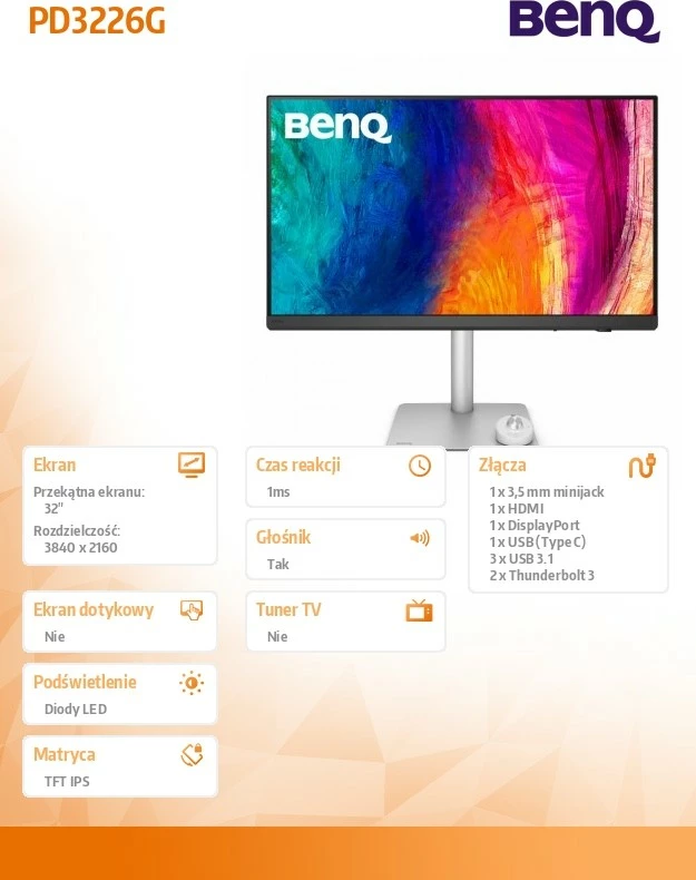 Monitor 32-palčni BenQ PD3226G, 4K, 144 Hz, IPS, srebrn