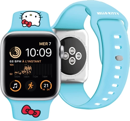 Silikonski pašček za Apple Watch Hello Kitty, 38/40/41 mm, moder
