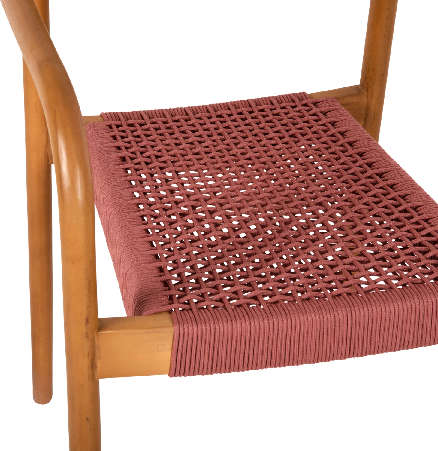 Fotelj OSLO FH9636.06 iz tikovine v naravni barvi in roza vrvi 55x54x80Hcm