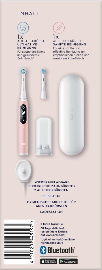 Električna zobna ščetka iO Series 6, 5 načinov čiščenja, 2 glavi, rožnato/bele - Oral-B