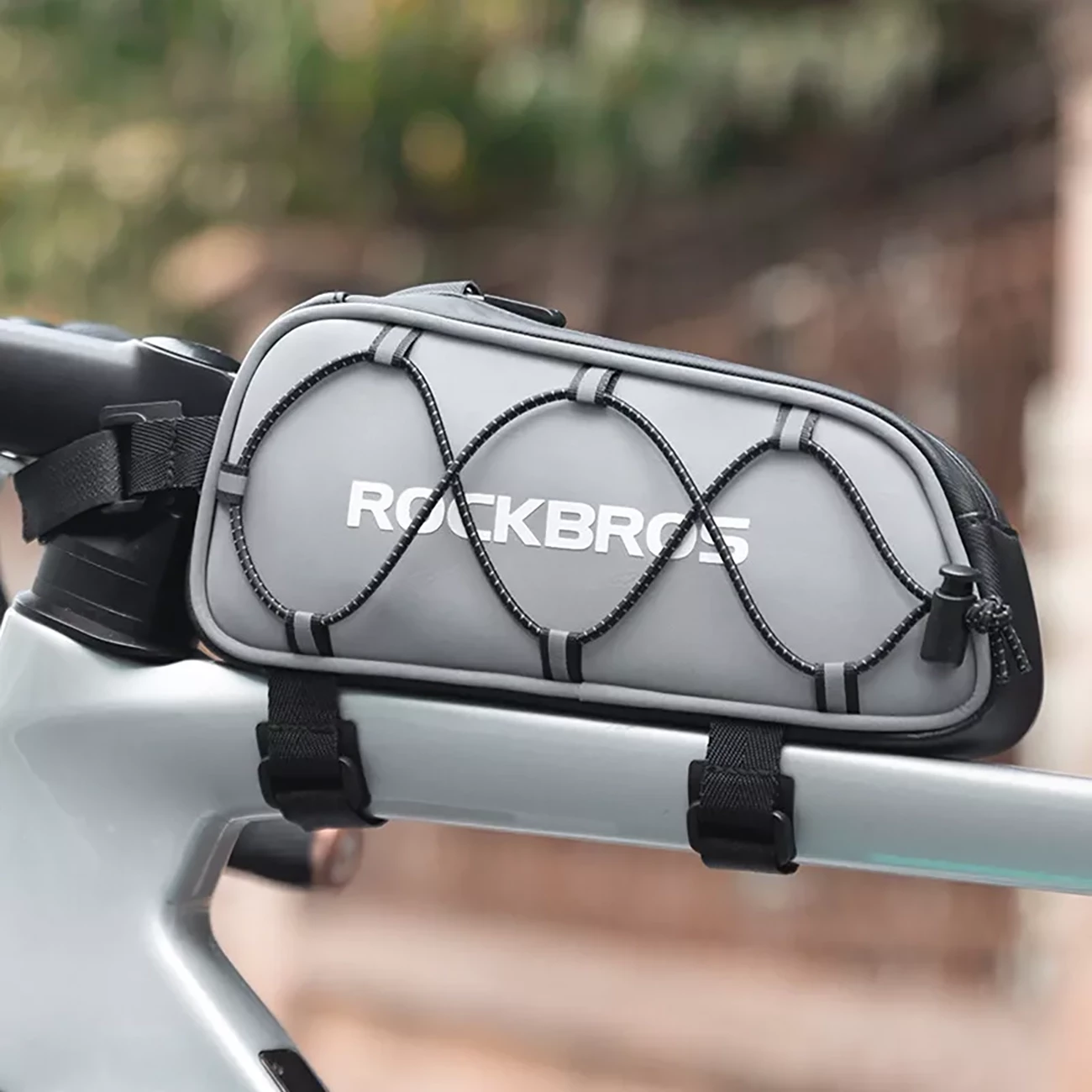 Kolesarska okvirna torbica Rockbros 3012010901, 0,9 l, srebrna