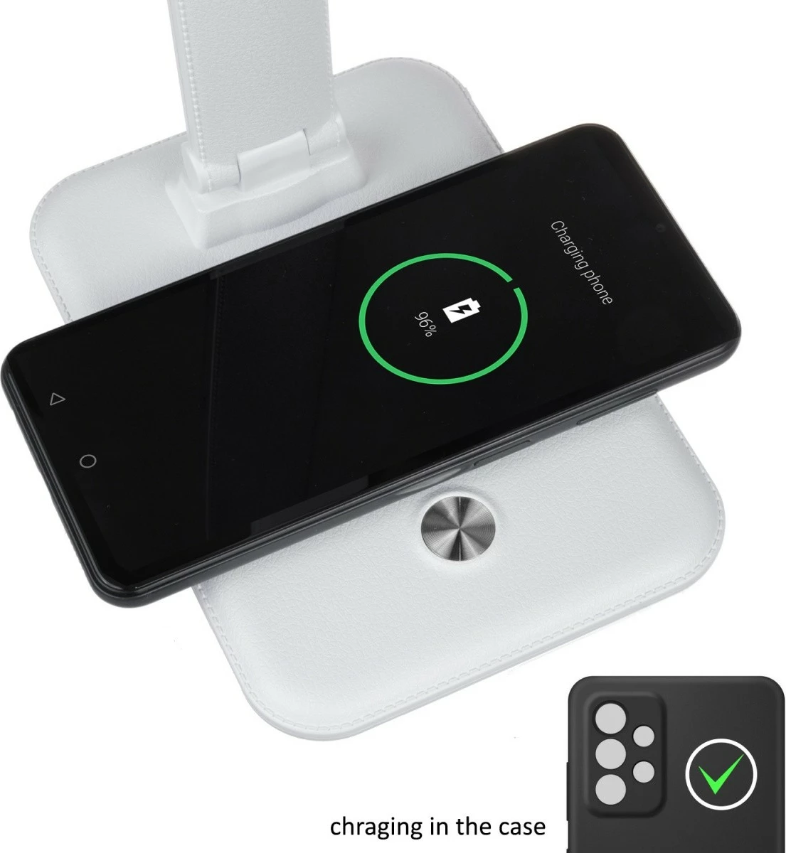 Namizna LED svetilka 9 W z brezžičnim polnilcem Qi, bela Maclean MCE616W