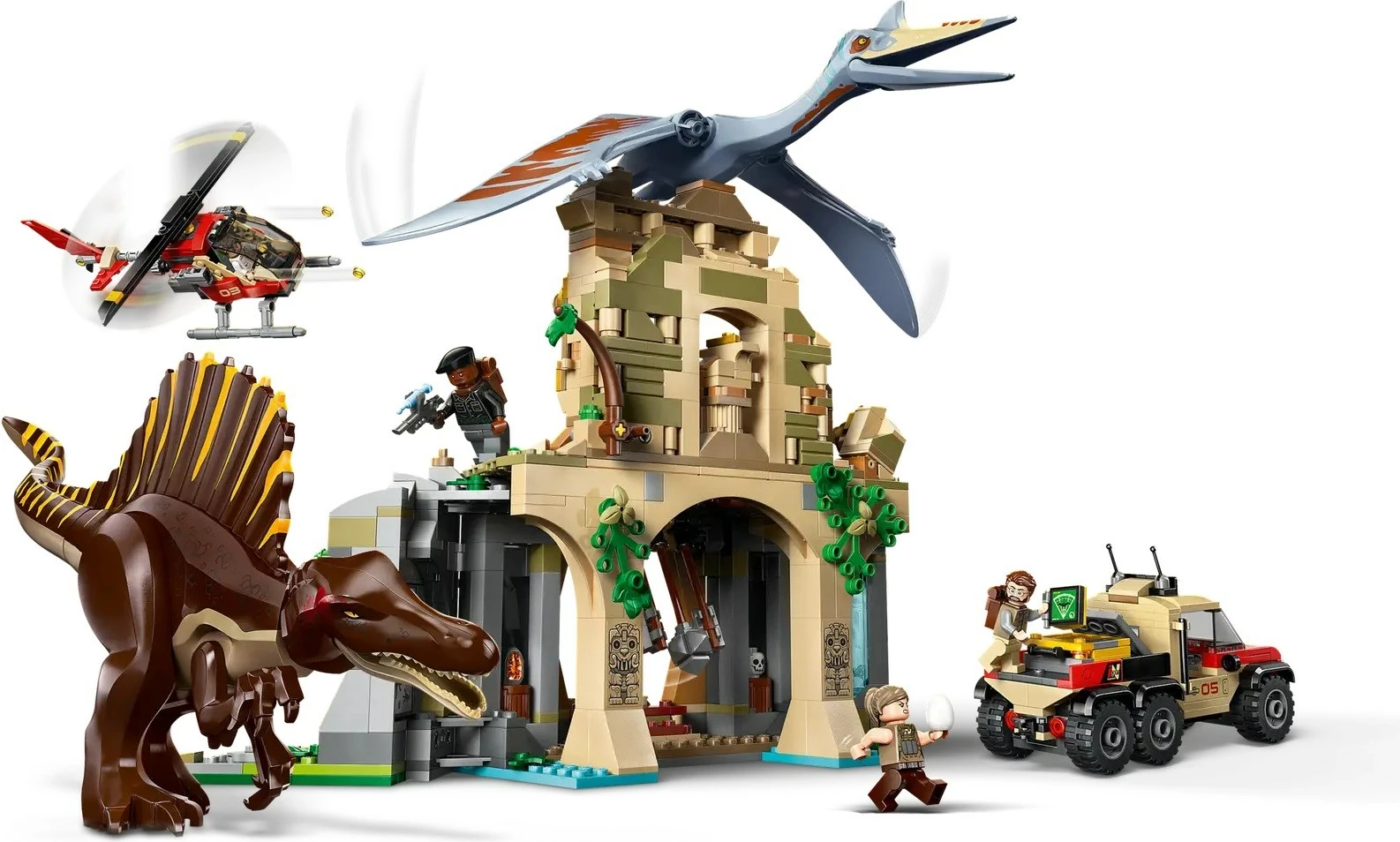 Set za gradnjo Jurasic World Spinosaurus & Quetzalcoatlus z letalsko misijo, LEGO 76976, 4 minifigure