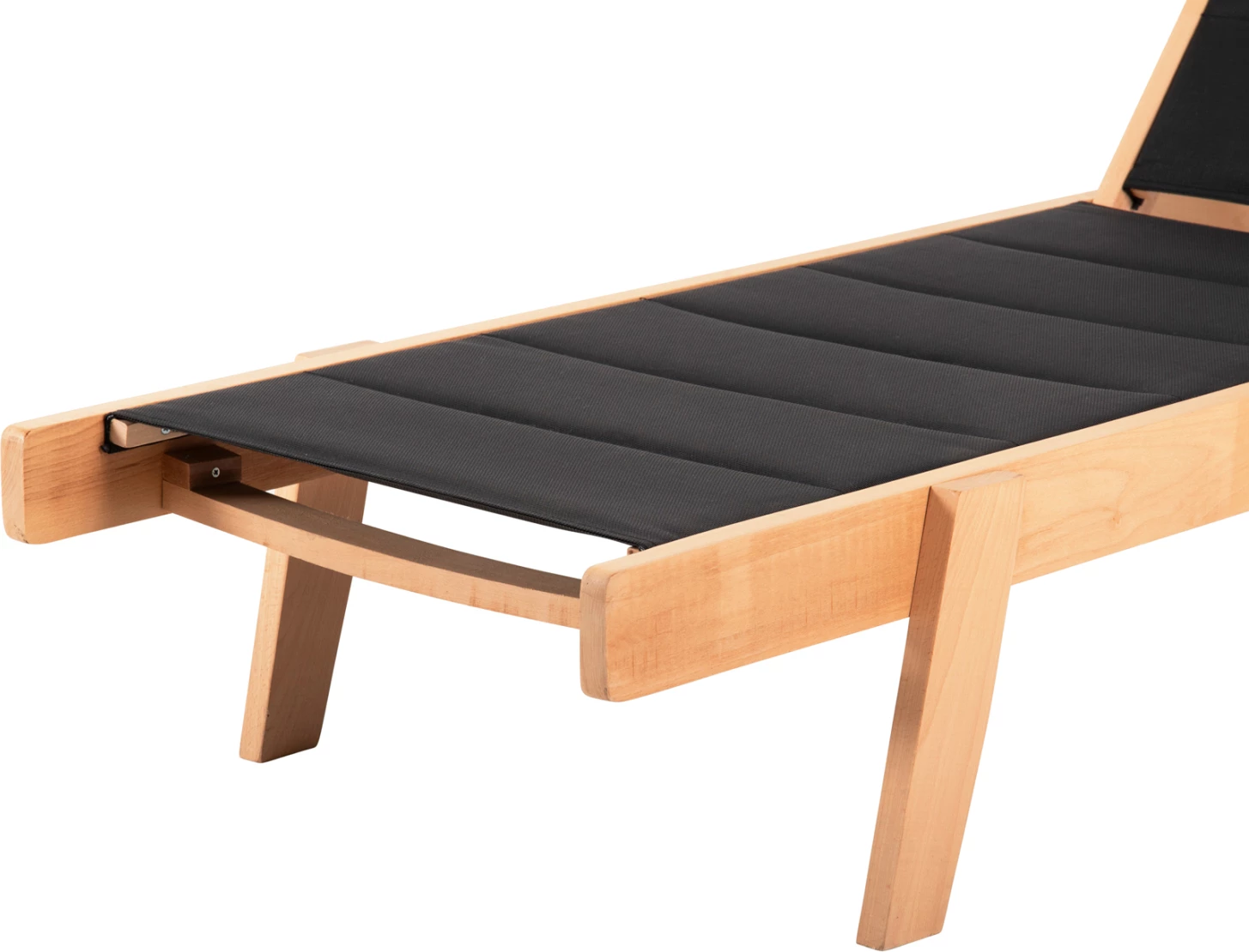 Plažni ležalnik MILOS FH10650.03 iz bukovega lesa v naravni-črni tekstilenski prevleki 204x65x31,5-92,5H cm.91Hcm.