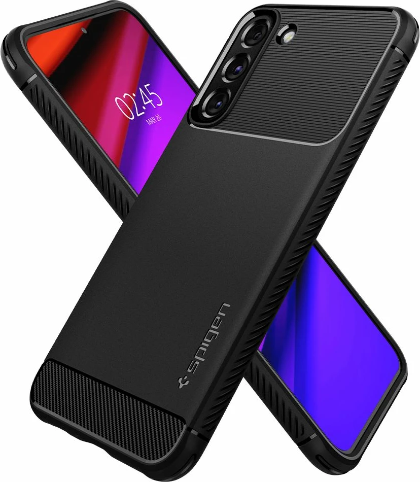 Ovitek za telefon Rugged Armor Spigen za Samsung Galaxy S22, črn