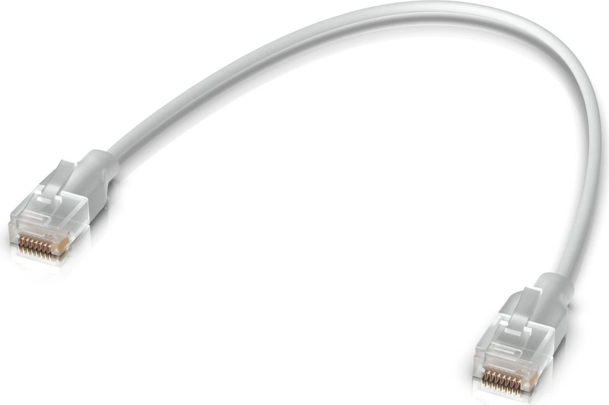 Patch kabel Ubiquiti UACC-Cable-Patch-EL-0.15M-W, 0,15 m, Cat6, RJ-45, RJ-45, prosojen bel