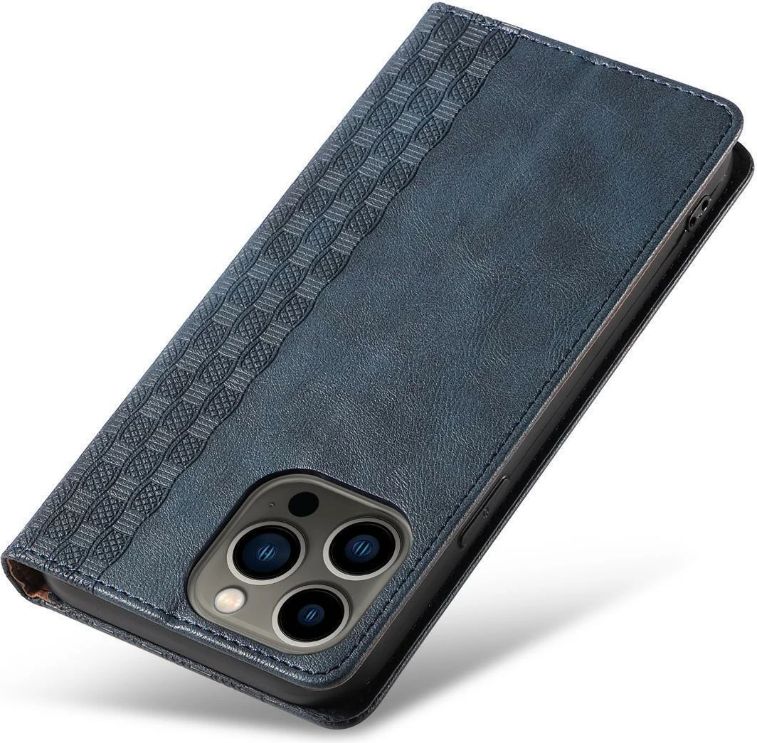 Ovitek za telefon z magnetnim trakom, denarnica, stojalo in zapestni trak, Hurtel Magnet Strap Case za Samsung Galaxy S23, modri