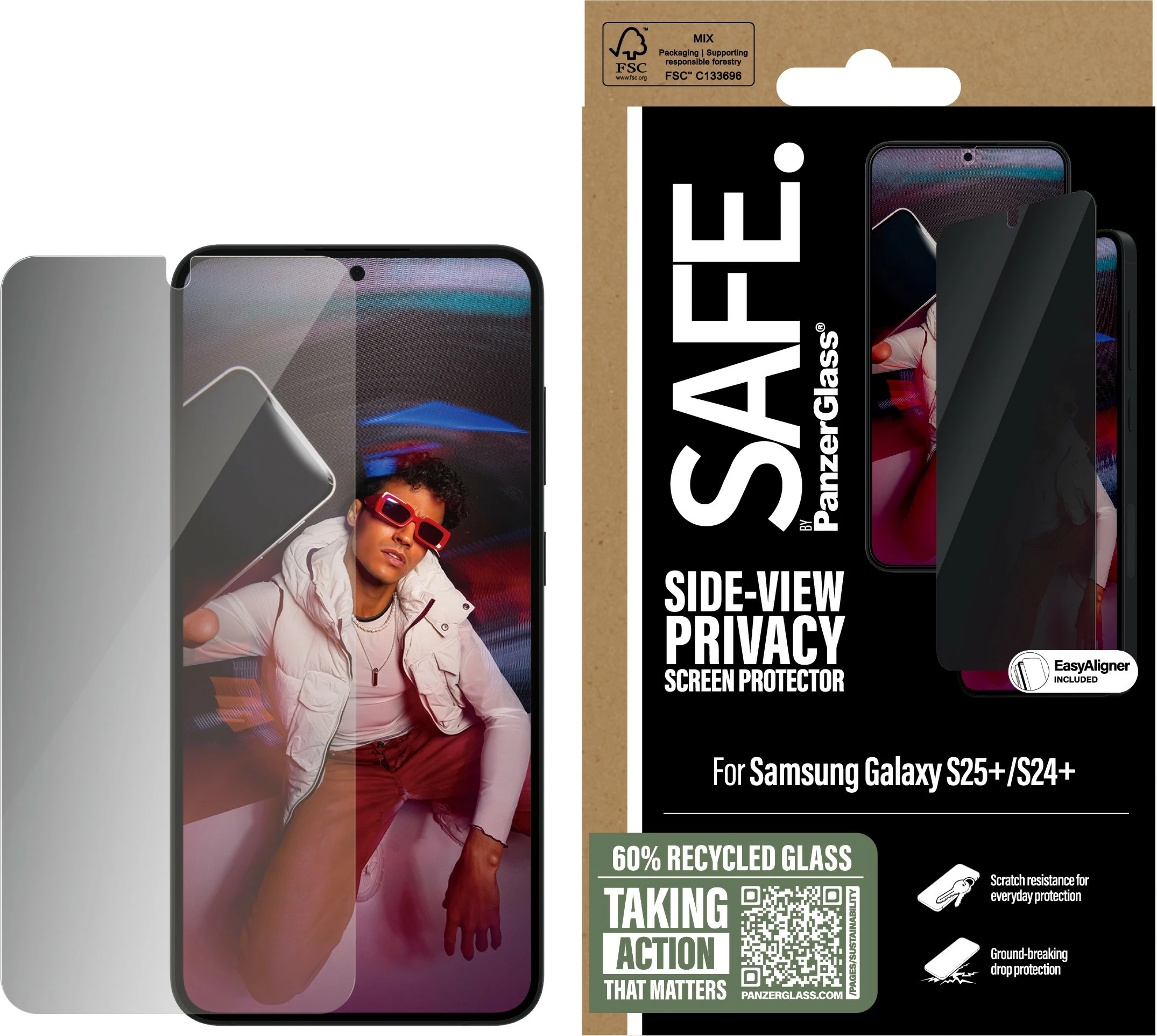 Zaščitna folija zasebnosti PanzerGlass za Samsung Galaxy S25 Plus, 6,7 in, prozorna