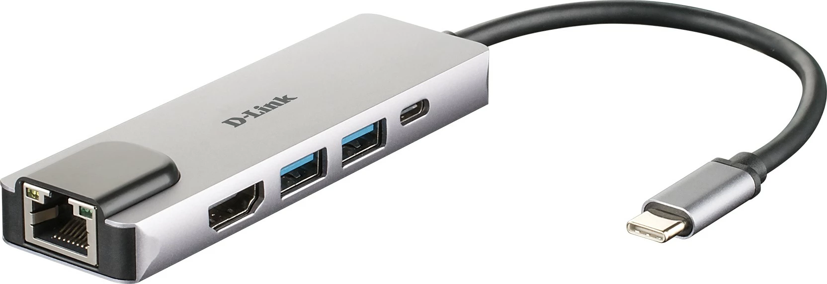 USB-C razširitveni hub z Thunderbolt 3, HDMI 4K, Gigabit Ethernet, 2× USB 3.0, Power Delivery 60W, alumin, črn D-Link DUB-M520