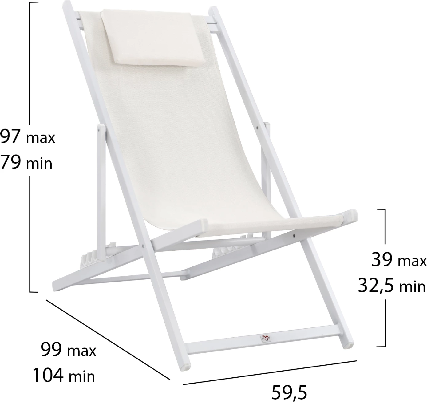 Profesionalni ležalni stol KEA FH5076.04 aluminij in textilene v beli barvi 59,5x102,5x94H cm