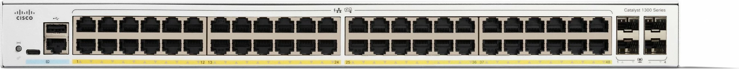 Upravljan stikalo z 48 GE porti in PoE, Cisco Catalyst C1300-48P-4G, 4x1GE SFP, rack