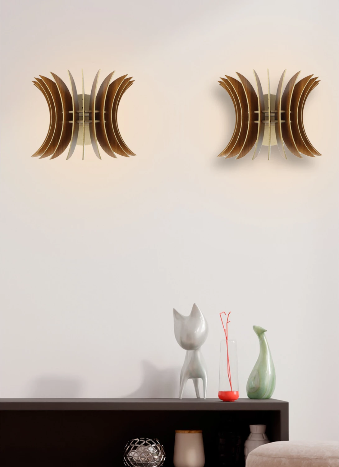 Komplet stenskih svetilk 2 kos lesene iz MDF oreh FH7380.02 28x20x20 cm