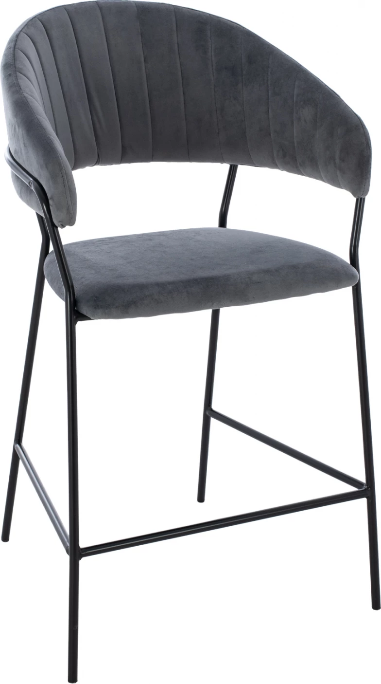 Srednje visok stol HM8734.01 sivo žamet s črnim okvirjem 60x55x100Y cm, set 2 kosov