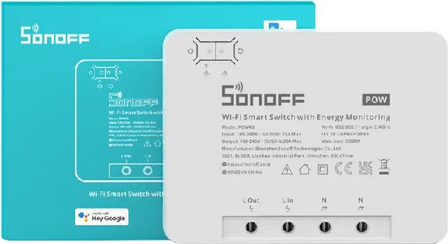 Pametna vtičnica WiFi, merjenje porabe energije Sonoff POWR3, bela