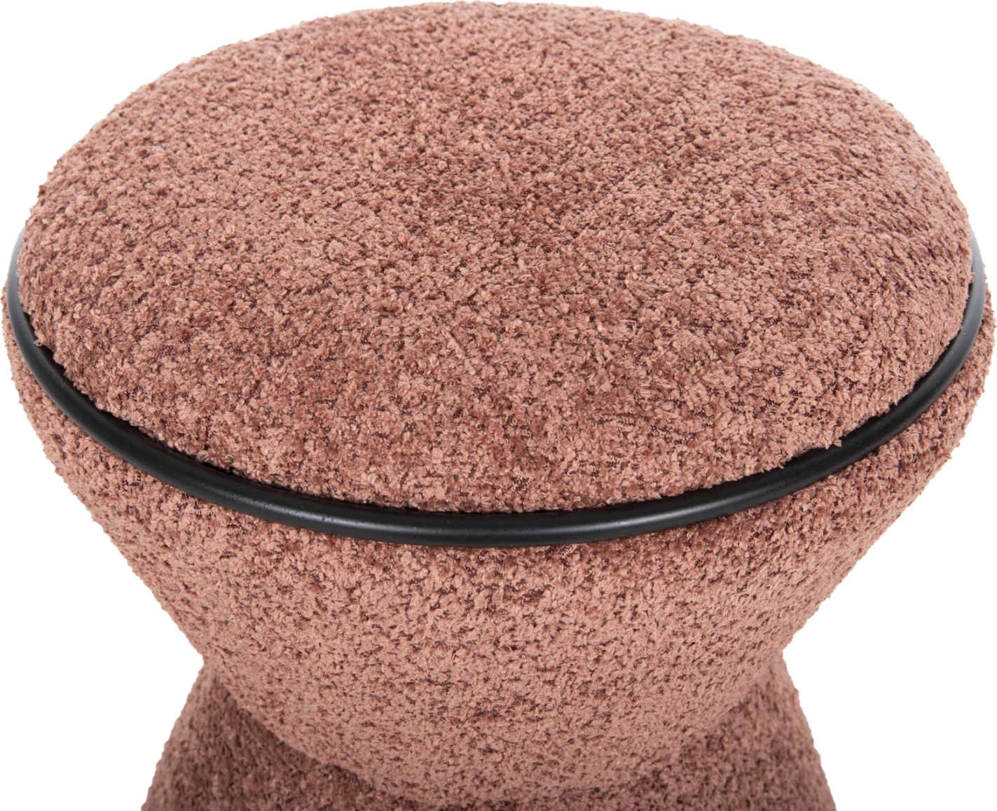 Okrogli stol LINNER FH9604.02 iz boucle tkanine roza-črna podrobnost D38x44 cm