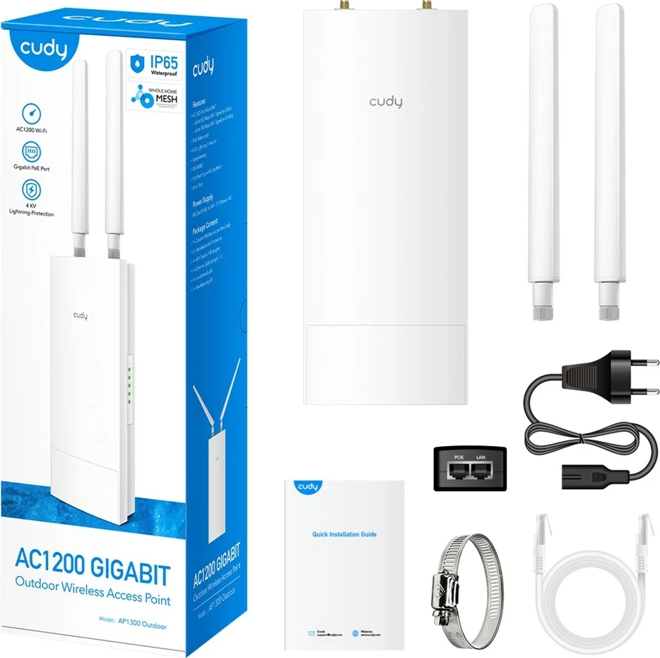 Zunanji dostopna točka Cudy AP1300, 867 Mbit/s, bela
