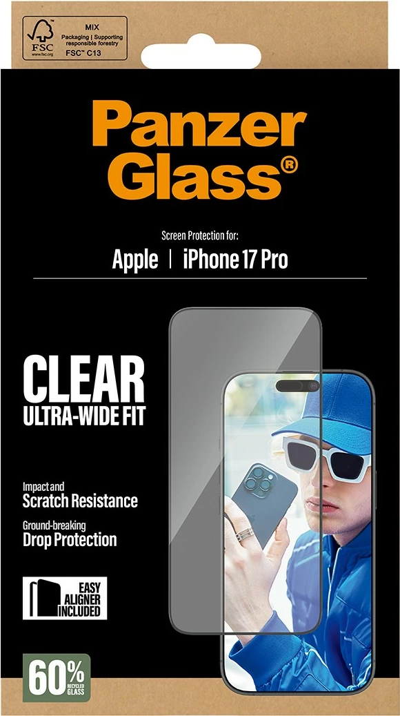 Zaščitno steklo PanzerGlass za iPhone 17 Pro, UWF