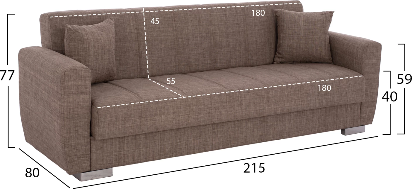 3-sedežna raztegljiva zofa v bež barvi 215x80x77 cm