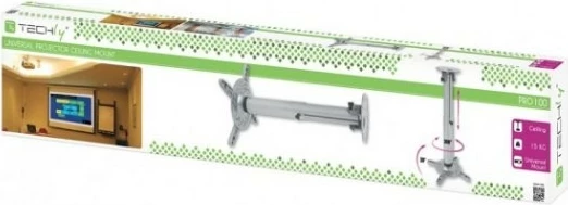 Stropni nosilec za projektor, Techly 301597, 110-190 cm, 15 kg, srebrn