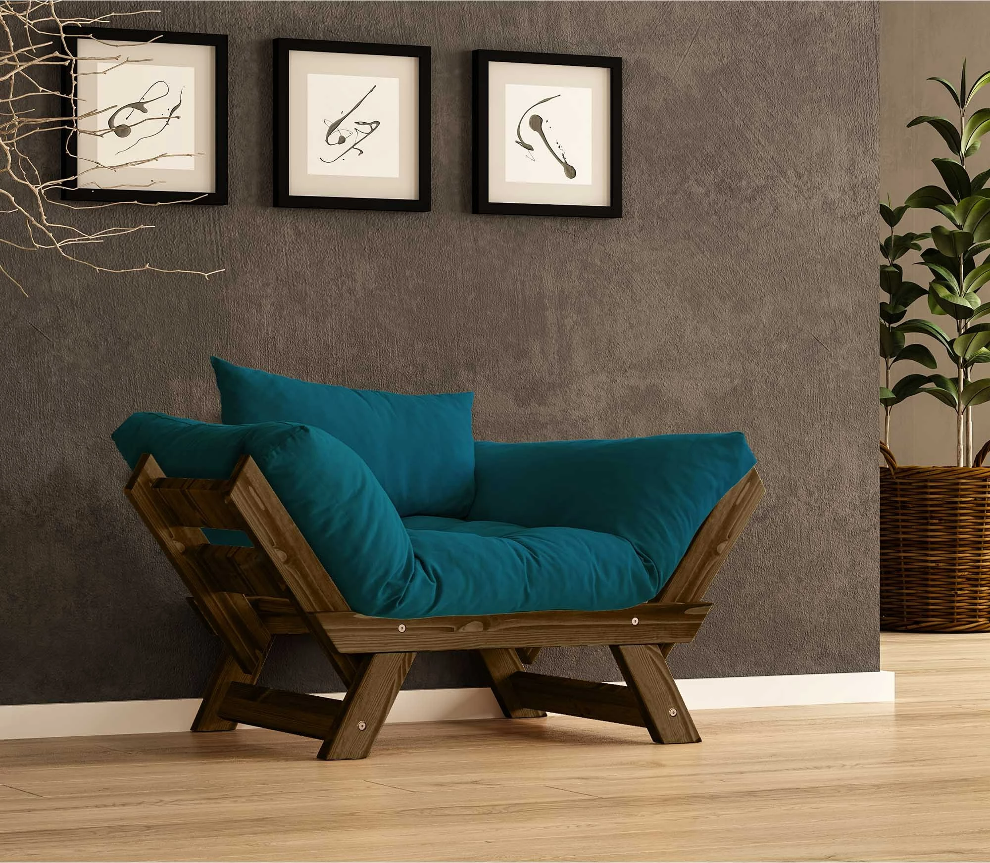 Vrtni enosedalni stol, oreh in petrol zelena, Skye Decor, CPT8138-140