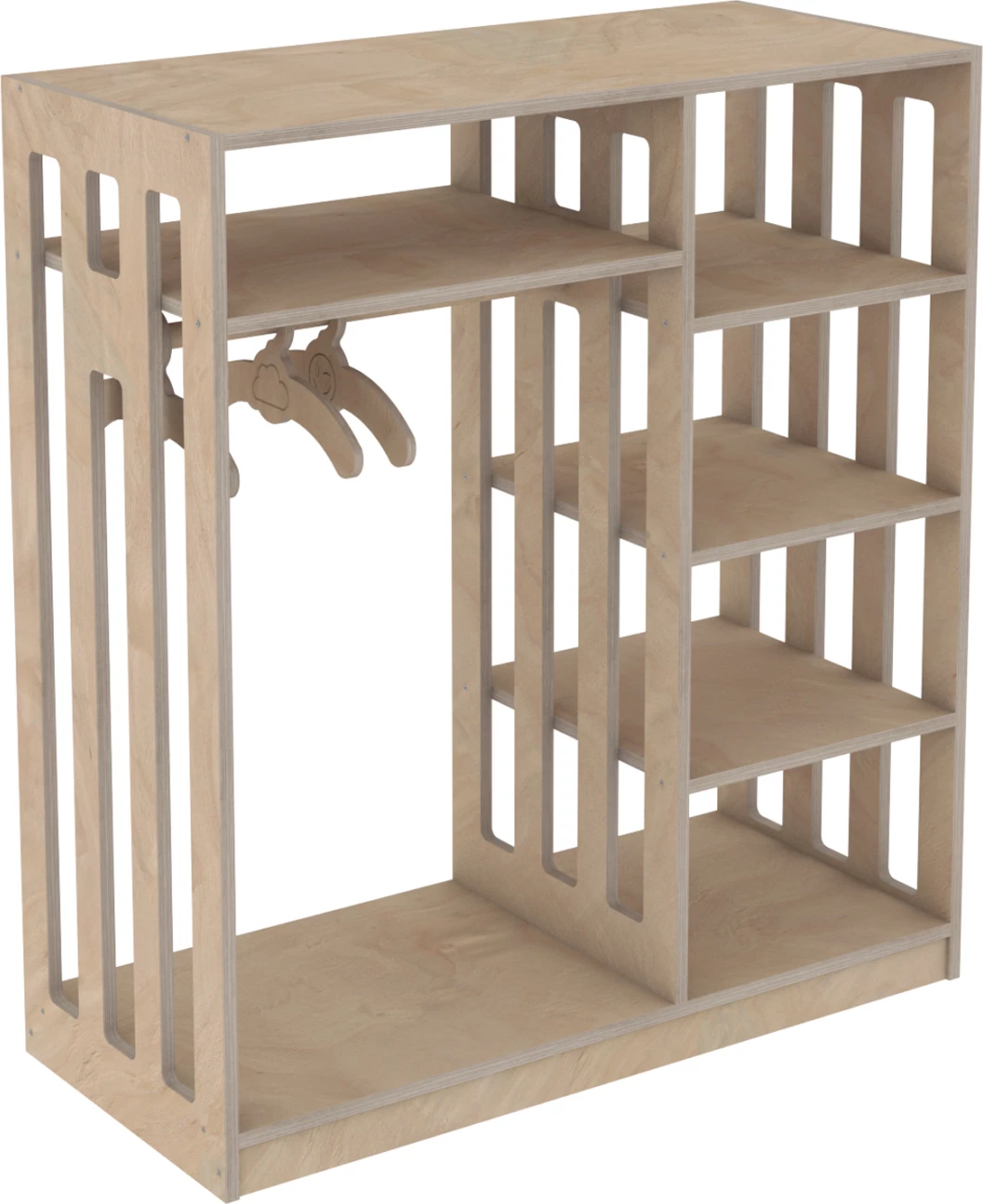 Otroški obešalnik SANI iz brezovega lesa v naravni barvi 90x40x100H cm