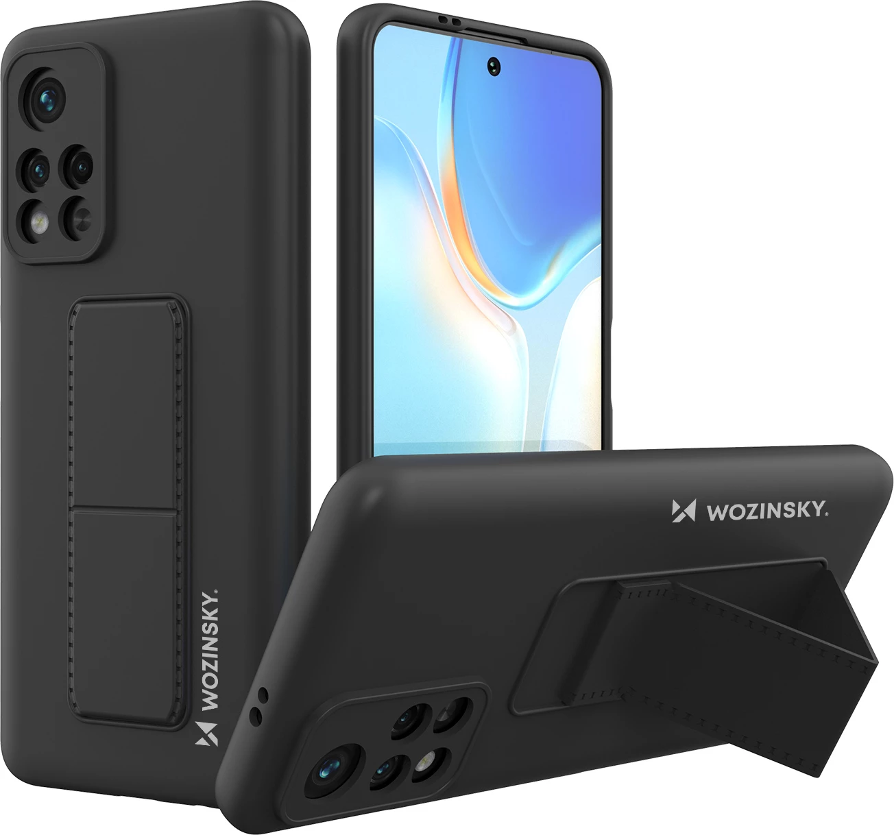 Ovitek z nastavljivo nogico Wozinsky za Xiaomi Redmi Note 11/11S, silikon, črn