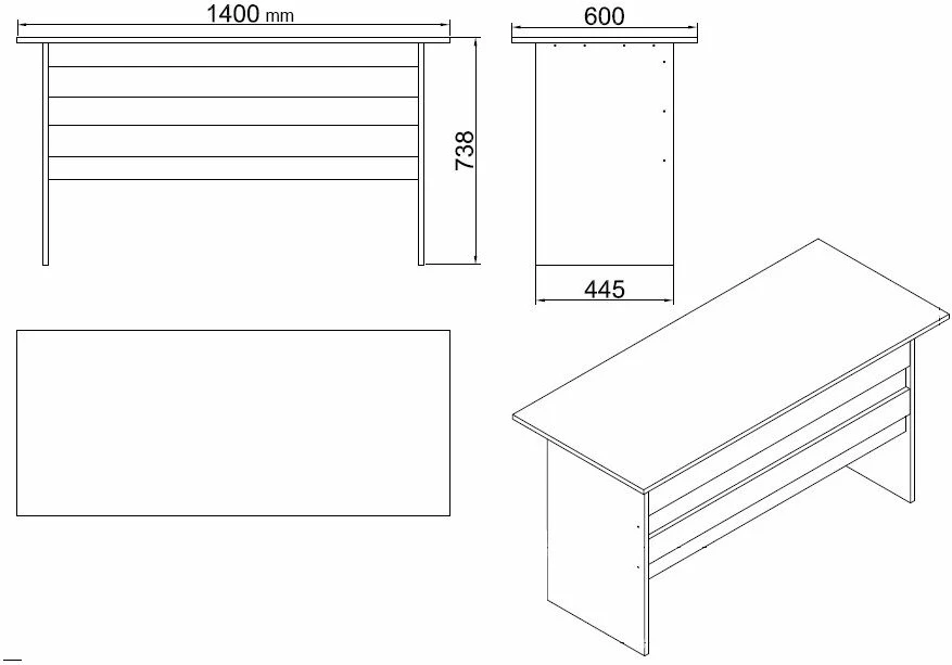 Set pisarniškega pohištva Hanah Home Vo16-Ob, hrast/črn