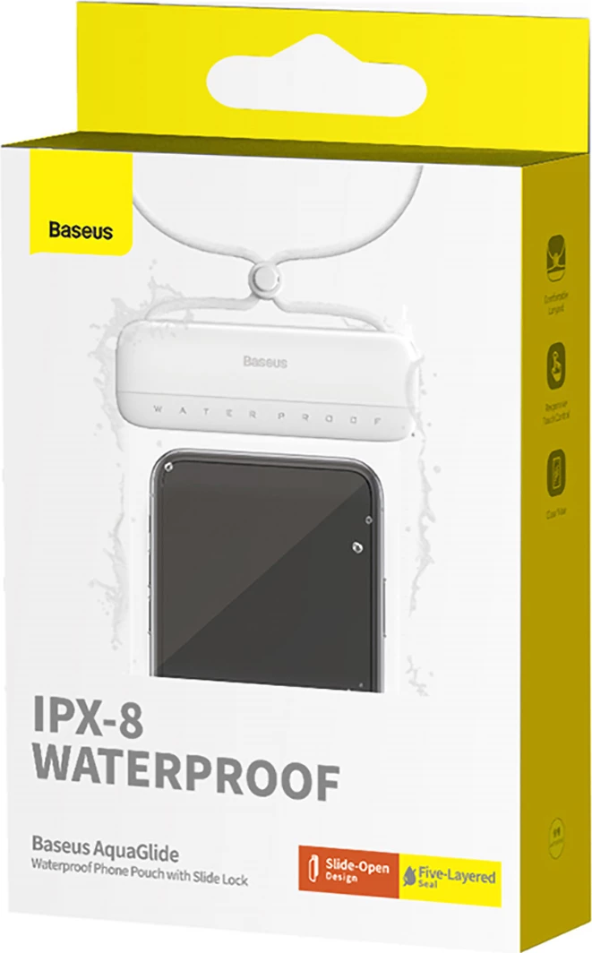 Ovitek za telefon Baseus AquaGlide BS-PC029 za pametni telefon, IPX8, s Slide Lock, bel
