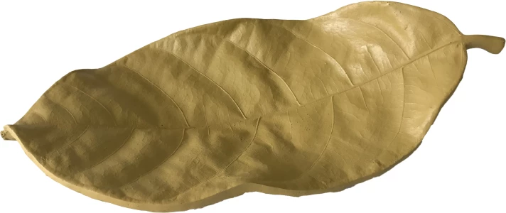 Dekorativni krožnik v obliki lista, poliresin, terrakota, 26x12x6 cm