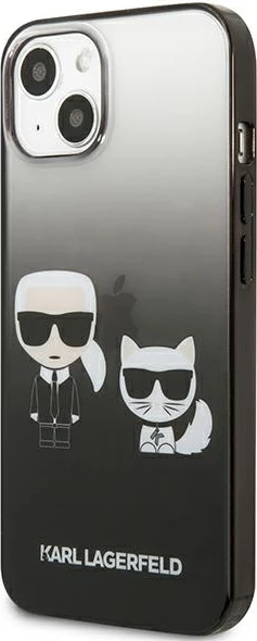 Hardcase Ikonik Karl & Choupette za iPhone 13 mini 5,4", Karl Lagerfeld, črn z gradientnim učinkom
