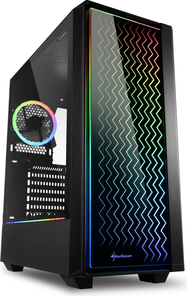 Ohišje RGB LIT 200 Sharkoon, Midi Tower, ATX, Micro ATX, Mini-ITX, črno