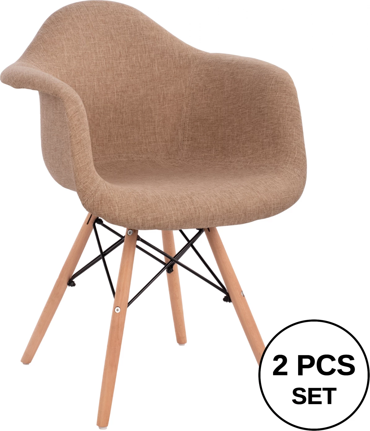Fotelj z lesenimi nogami in bež tkanino Mirto FH005.63 63x57x81 cm, set 2 kosov
