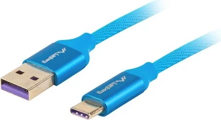 USB kabel 1 m, USB 2.0, USB A v USB C, moder — Lanberg CA-USBO-21CU-0010-BL