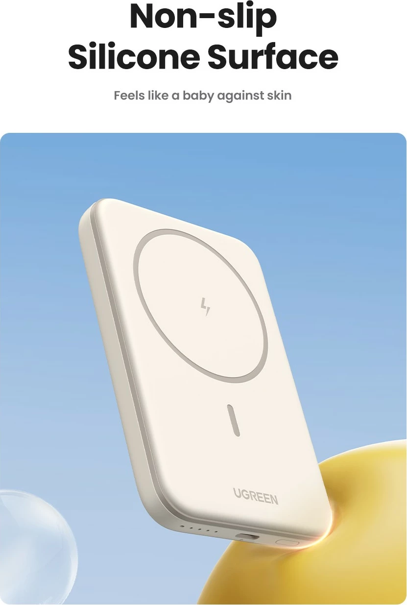 Brezžični polnilnik (powerbank) Ugreen 25208, 10000 mAh, Power Delivery 3.0, bež