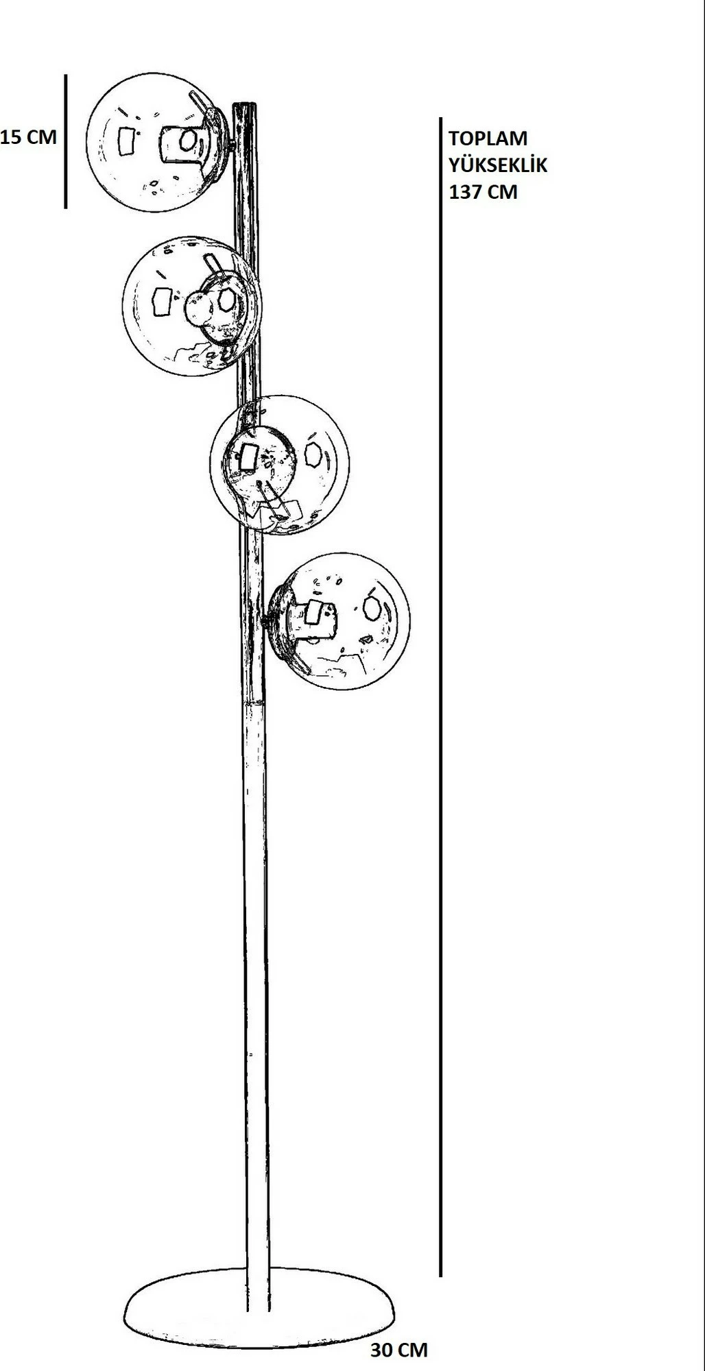 Stoje za talno svetilo Simay, Opviq, 4 luči, zlata, stekleni bal