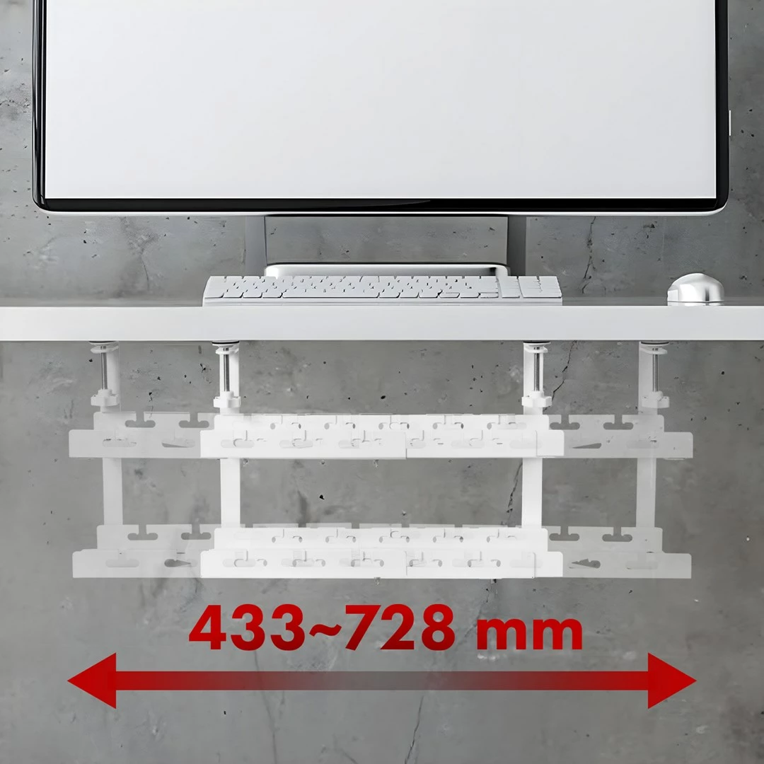 Organizator kablov pod mizo Maclean MC-102 W, 2 nivoja, jeklo, bel