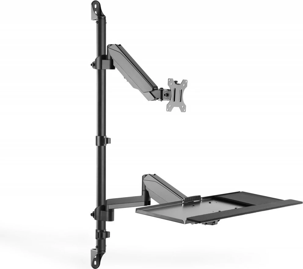 Stenski nosilec za monitor, tipkovnico in računalnik Digitus DA-90372, do 32 palcev, črn