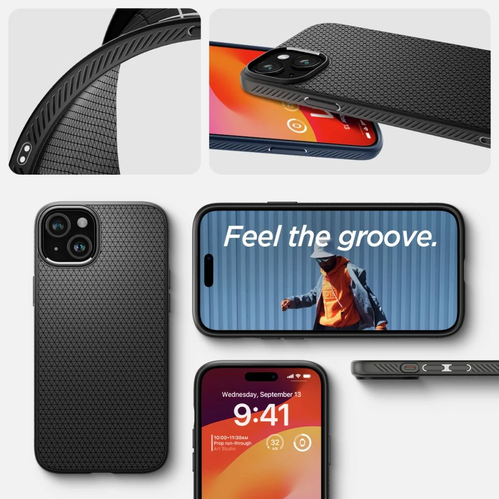 Zaščitni ovitek Liquid Air za iPhone 15 Plus, Spigen, mat črn