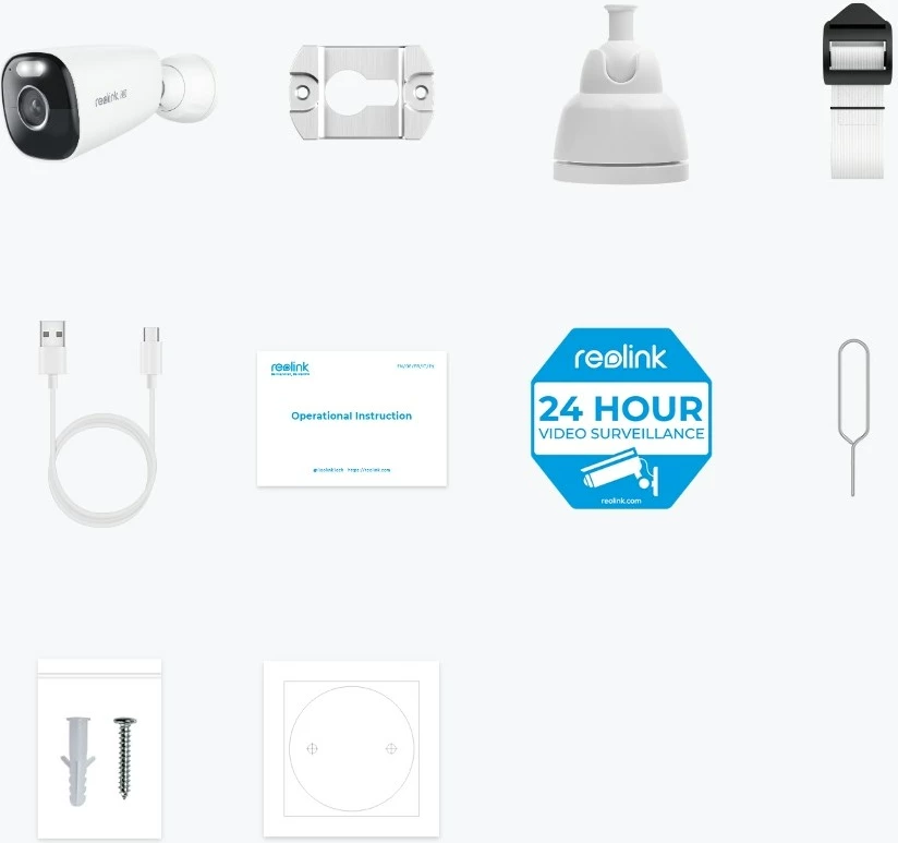 Zunanji varnostni fotoaparat Reolink Argus Series B360, 4K, Wi‑Fi, baterija, bel