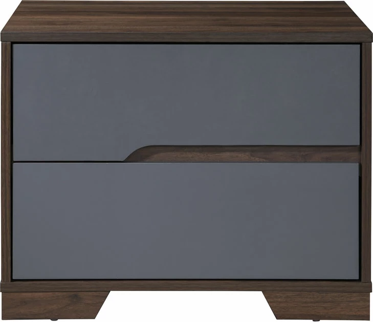 Komoda GROOVES, 2 predala, oreščna-siva, 60x45x47 cm