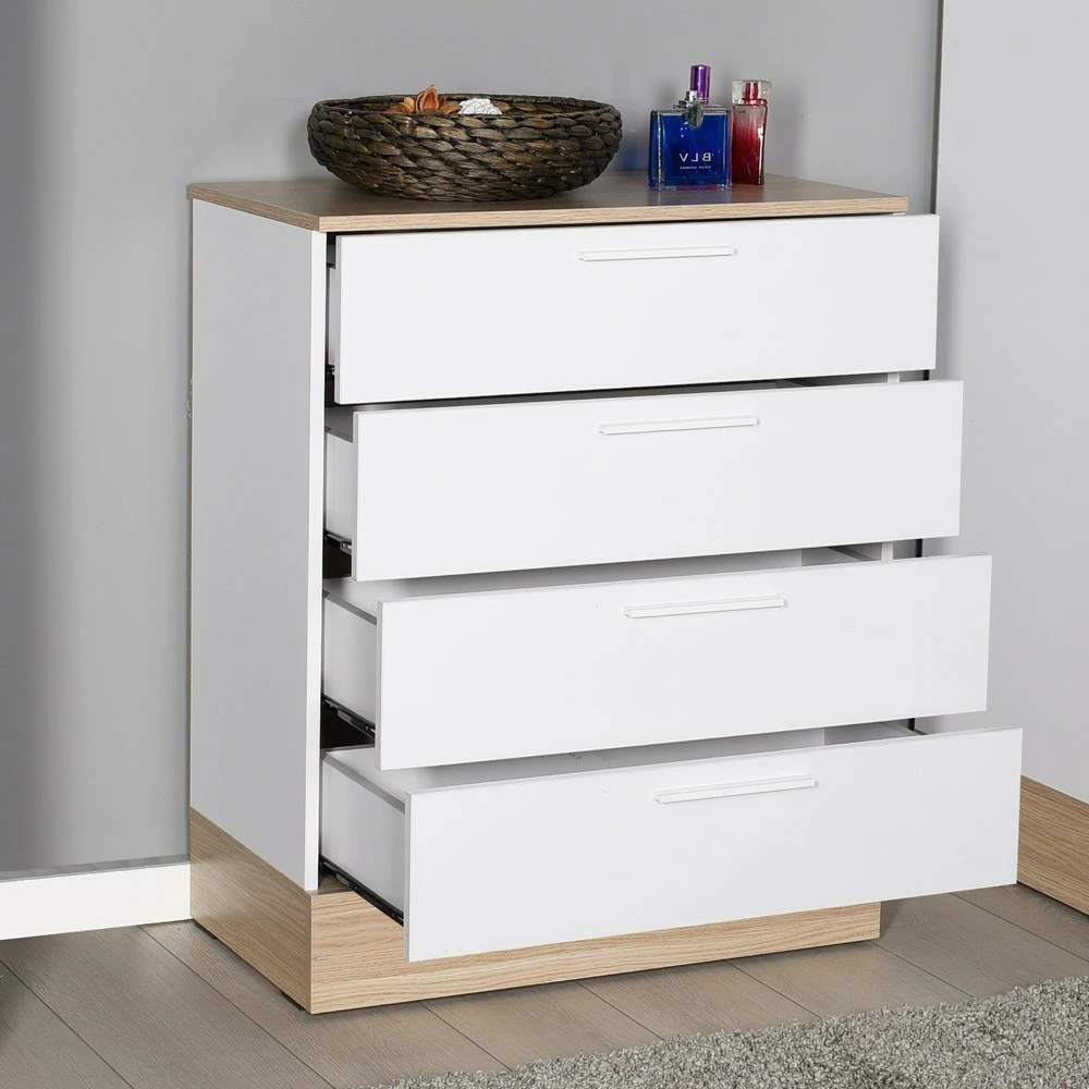 Komoda, hrast in bela, 5 predalov Hanah Home Sfn-840-Mb-1
