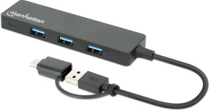 USB razdelilec 4-portni, Typ-C/Typ-A, USB 3.0, črn MANHATTAN