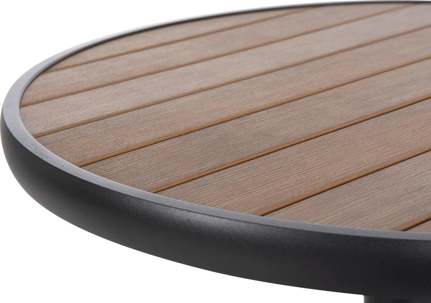 Aluminijasta okrogla miza ALEXA FH6086.01 antracitna-polivud vrh v naravni barvi Φ60x73Hcm