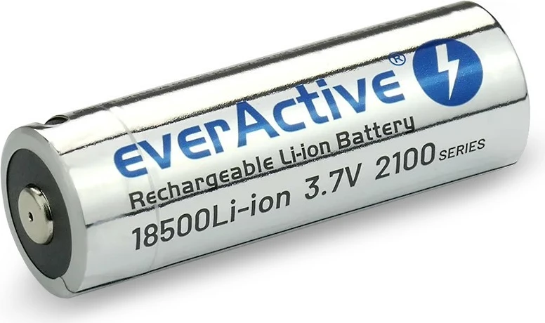 Polnilna baterija everActive 18500 Li-ion 3,7 V, 2100 mAh, USB-C, srebrna