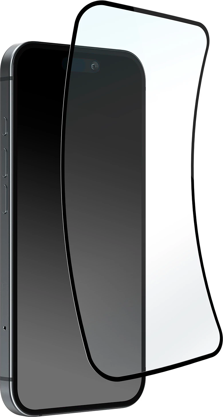 Zaščitno steklo Puro Flexible Glass D3O s črnim okvirjem za iPhone 16 / iPhone 15 / iPhone 15 Pro