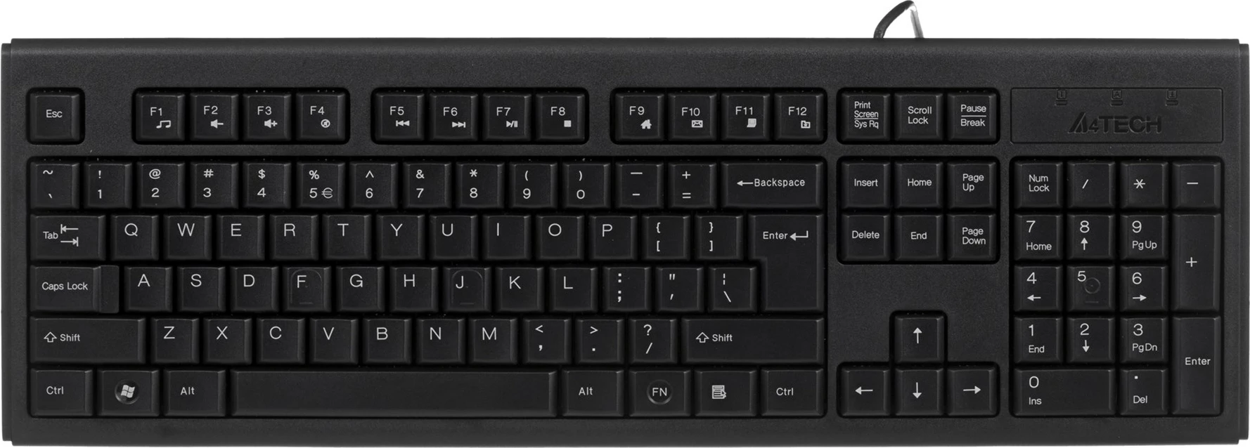 Ergonomska žična tipkovnica A4Tech KR-83, PS/2, črna