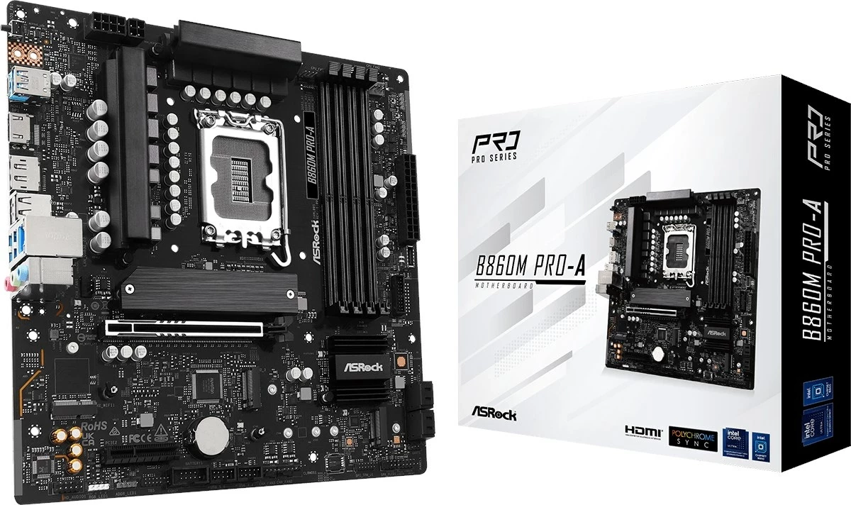 Matična plošča ASRock B860M Pro-A, micro ATX, Socket 1851, do 256 GB RAM, črna