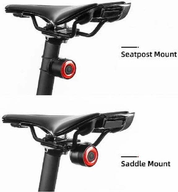 Zadnja luč za kolo z inteligentnim zavornih sistemom Rockbros Q3, črna