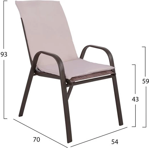 Set jedilne mize 5 kosov stolov s blazino in mizo 120x70 FH10568.02 rjava